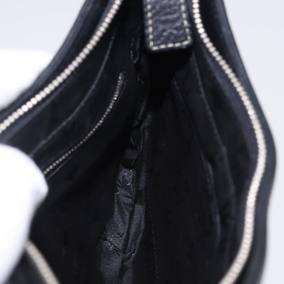 MCM Shoulder Bag Leather Black Silver Auth 197876