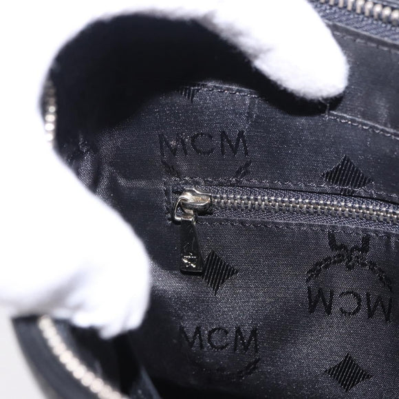 MCM Shoulder Bag Leather Black Silver Auth 197876