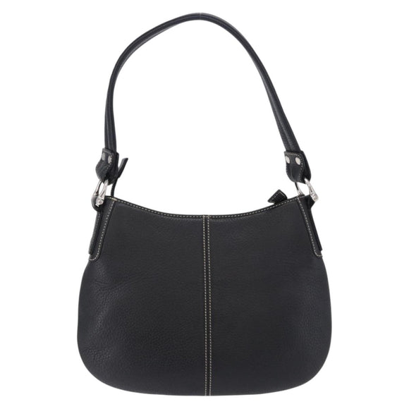 MCM Shoulder Bag Leather Black Silver Auth 197876