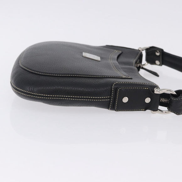MCM Shoulder Bag Leather Black Silver Auth 197876