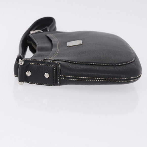MCM Shoulder Bag Leather Black Silver Auth 197876