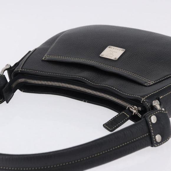 MCM Shoulder Bag Leather Black Silver Auth 197876
