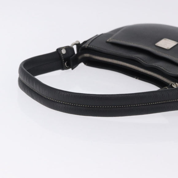 MCM Shoulder Bag Leather Black Silver Auth 197876