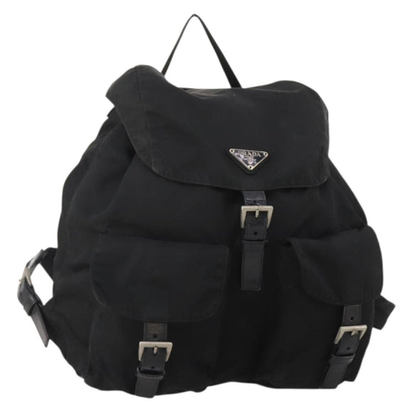PRADA Backpack Nylon Black Silver Auth 197878