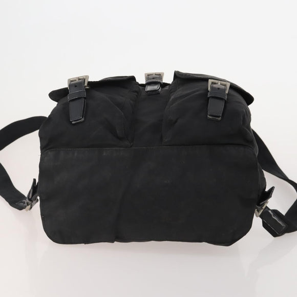 PRADA Backpack Nylon Black Silver Auth 197878