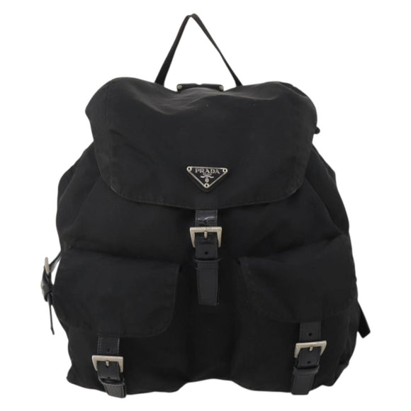 PRADA Backpack Nylon Black Silver Auth 197878