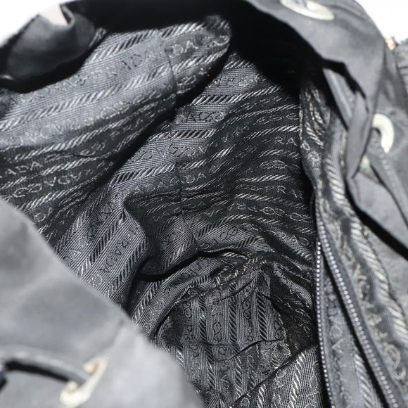 PRADA Backpack Nylon Black Silver Auth 197878