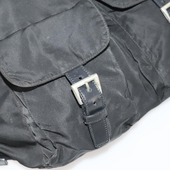 PRADA Backpack Nylon Black Silver Auth 197878