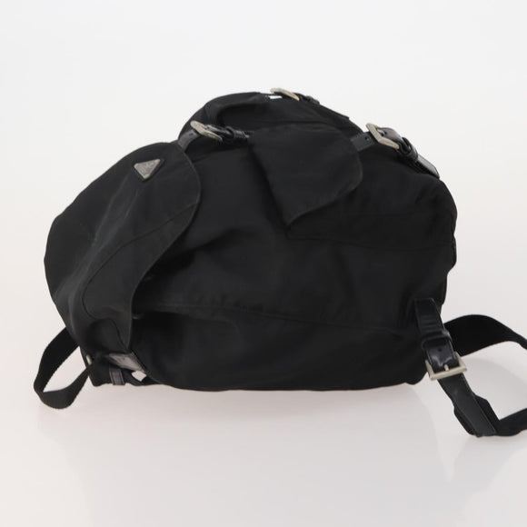 PRADA Backpack Nylon Black Silver Auth 197878