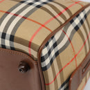 Burberrys Nova Check Boston Bag Canvas Beige Gold Auth 197879A-14