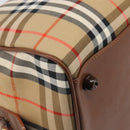 Burberrys Nova Check Boston Bag Canvas Beige Gold Auth 197879A-15