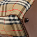 Burberrys Nova Check Boston Bag Canvas Beige Gold Auth 197879A-9