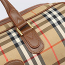 Burberrys Nova Check Boston Bag Canvas Beige Gold Auth 197879A-18