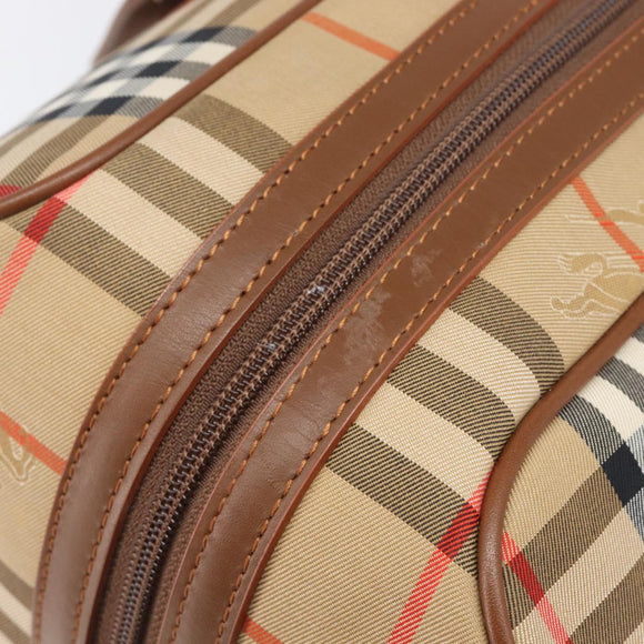 Burberrys Nova Check Boston Bag Canvas Beige Gold Auth 197879A