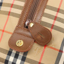 Burberrys Nova Check Boston Bag Canvas Beige Gold Auth 197879A-11
