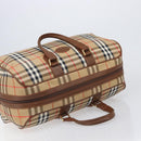 Burberrys Nova Check Boston Bag Canvas Beige Gold Auth 197879A-6