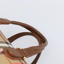 Burberrys Nova Check Boston Bag Canvas Beige Gold Auth 197879A-8