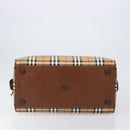 Burberrys Nova Check Boston Bag Canvas Beige Gold Auth 197879A-5