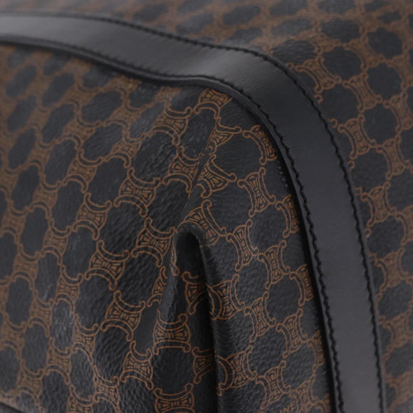 CELINE Macadam Canvas Shoulder Bag PVC Leather Black Gold Auth 197880V