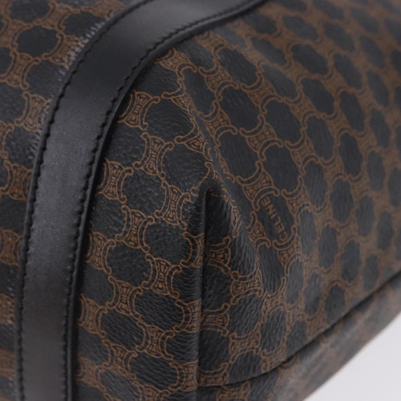 CELINE Macadam Canvas Shoulder Bag PVC Leather Black Gold Auth 197880V