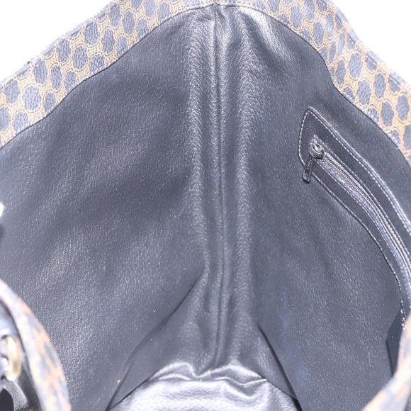 CELINE Macadam Canvas Shoulder Bag PVC Leather Black Gold Auth 197880V