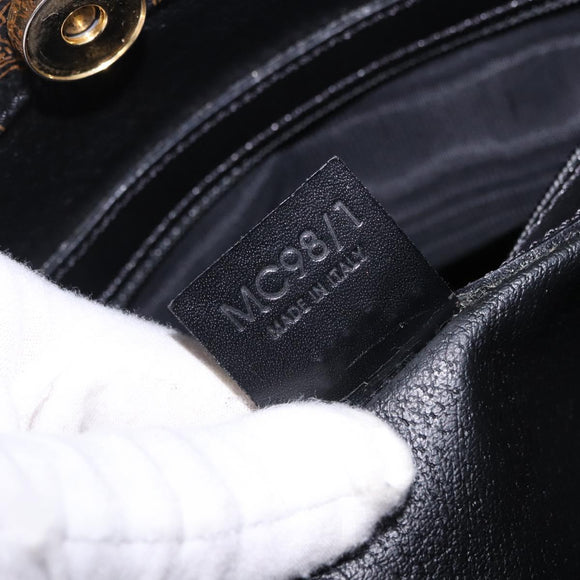 CELINE Macadam Canvas Shoulder Bag PVC Leather Black Gold Auth 197880V