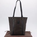 CELINE Macadam Canvas Shoulder Bag PVC Leather Black Gold Auth 197880V-12