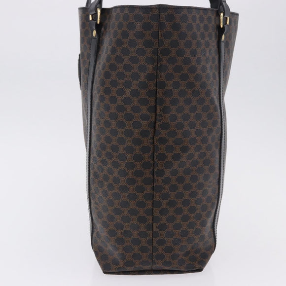 CELINE Macadam Canvas Shoulder Bag PVC Leather Black Gold Auth 197880V