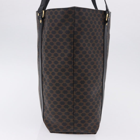 CELINE Macadam Canvas Shoulder Bag PVC Leather Black Gold Auth 197880V