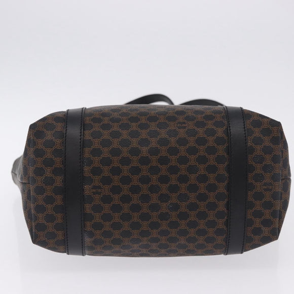 CELINE Macadam Canvas Shoulder Bag PVC Leather Black Gold Auth 197880V