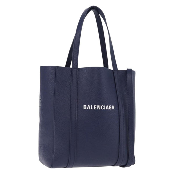 BALENCIAGA Everyday XXS Hand Bag Leather 2way Navy Silver 551815 Auth 197884V