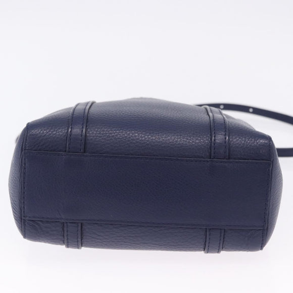 BALENCIAGA Everyday XXS Hand Bag Leather 2way Navy Silver 551815 Auth 197884V