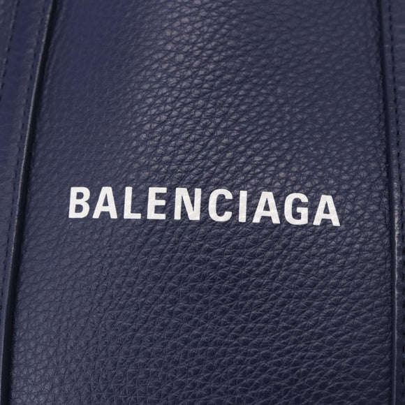BALENCIAGA Everyday XXS Hand Bag Leather 2way Navy Silver 551815 Auth 197884V