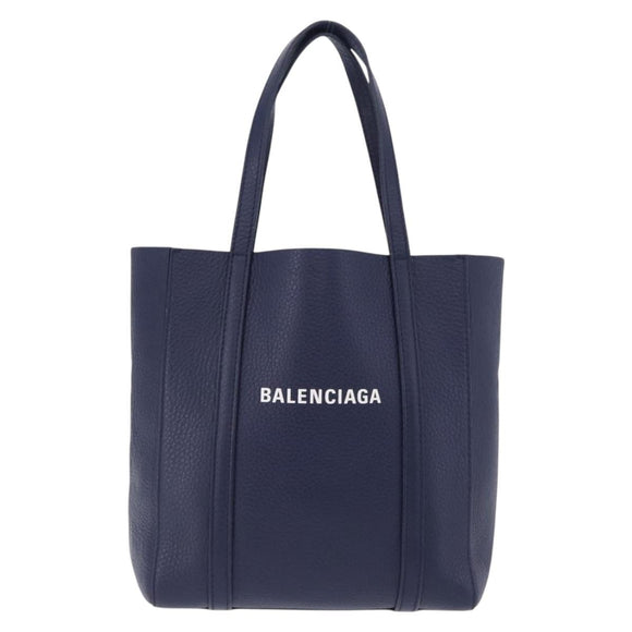 BALENCIAGA Everyday XXS Hand Bag Leather 2way Navy Silver 551815 Auth 197884V