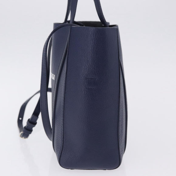 BALENCIAGA Everyday XXS Hand Bag Leather 2way Navy Silver 551815 Auth 197884V