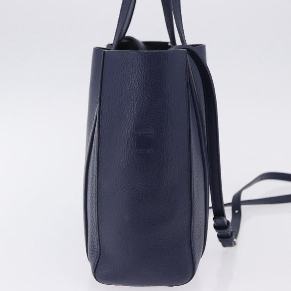 BALENCIAGA Everyday XXS Hand Bag Leather 2way Navy Silver 551815 Auth 197884V