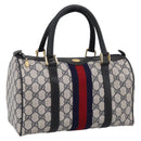 GUCCI GG Supreme Sherry Line Clutch Bag PVC Navy Gold 010 378 Auth 197885-1