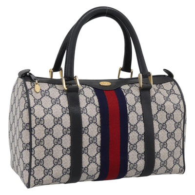 GUCCI GG Supreme Sherry Line Clutch Bag PVC Navy Gold 010 378 Auth 197885