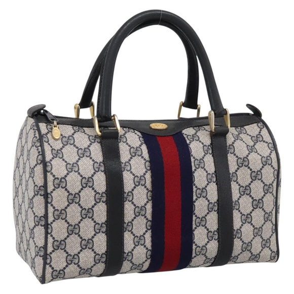 GUCCI GG Supreme Sherry Line Clutch Bag PVC Navy Gold 010 378 Auth 197885
