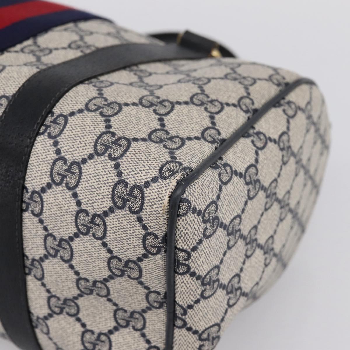 GUCCI GG Supreme Sherry Line Clutch Bag PVC Navy Gold 010 378 Auth