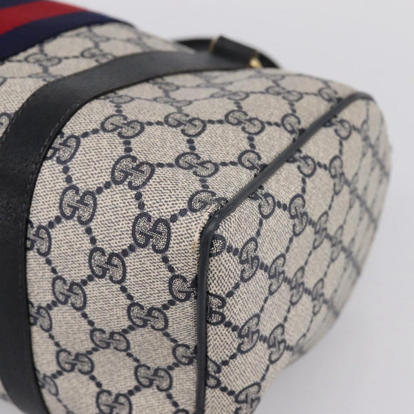 GUCCI GG Supreme Sherry Line Clutch Bag PVC Navy Gold 010 378 Auth 197885