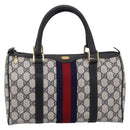 GUCCI GG Supreme Sherry Line Clutch Bag PVC Navy Gold 010 378 Auth 197885-2