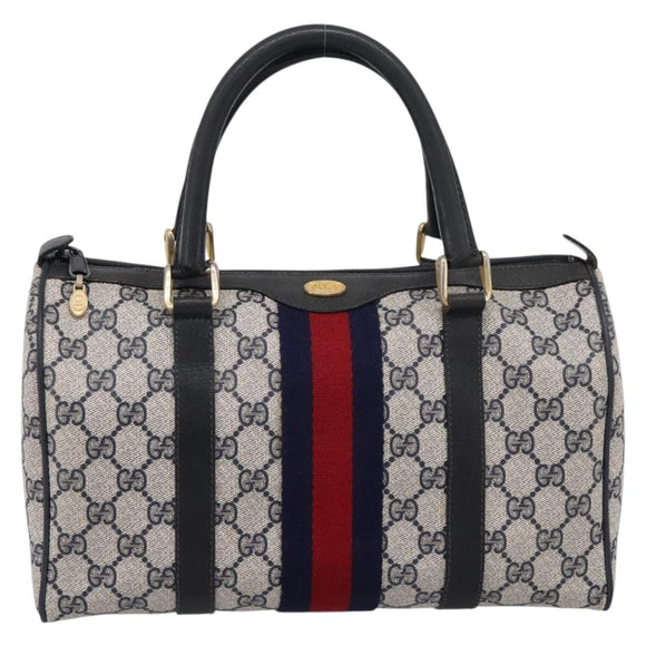GUCCI GG Supreme Sherry Line Clutch Bag PVC Navy Gold 010 378 Auth 197885