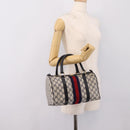 GUCCI GG Supreme Sherry Line Clutch Bag PVC Navy Gold 010 378 Auth 197885-22