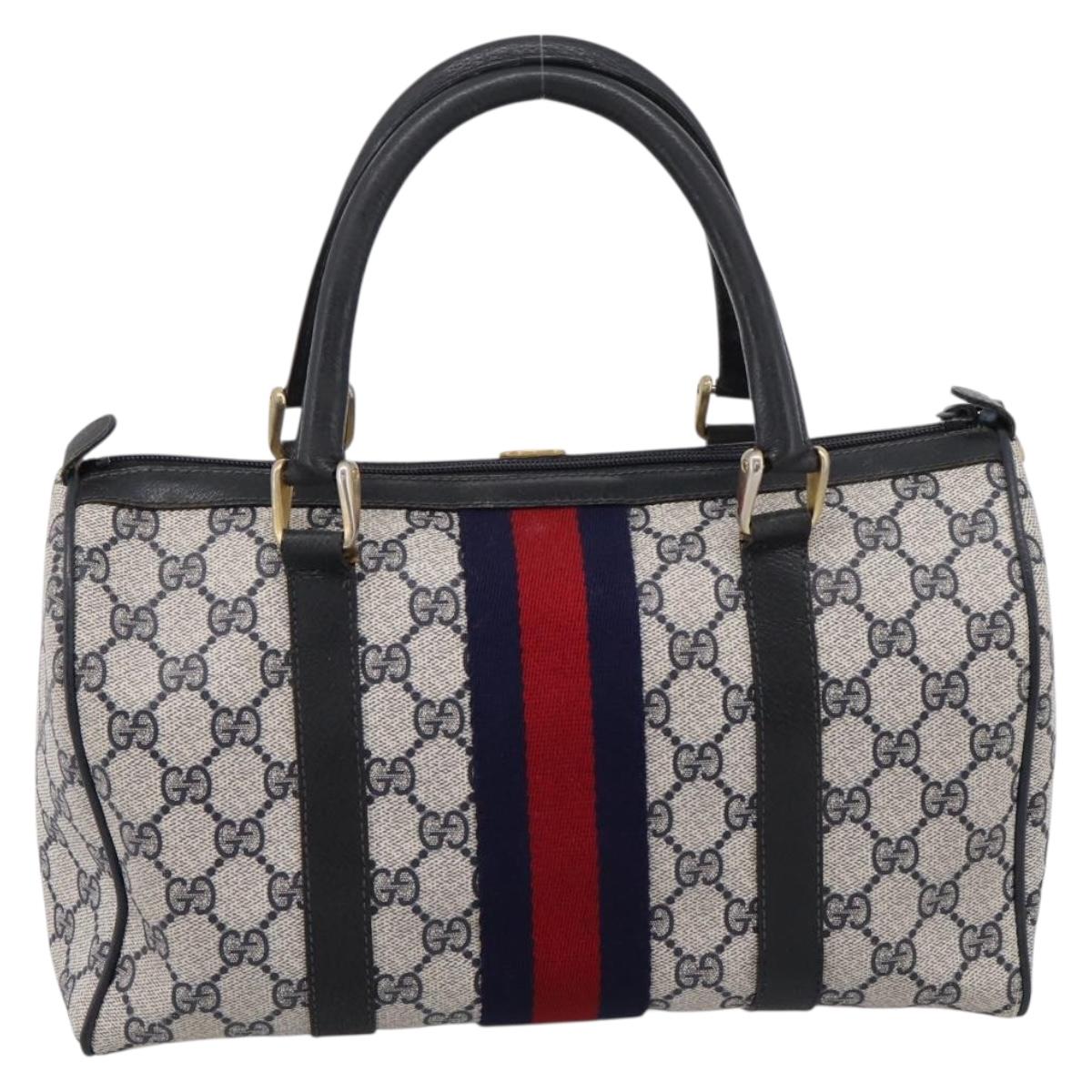 GUCCI GG Supreme Sherry Line Clutch Bag PVC Navy Gold 010 378 Auth