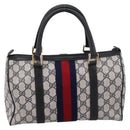 GUCCI GG Supreme Sherry Line Clutch Bag PVC Navy Gold 010 378 Auth 197885-3