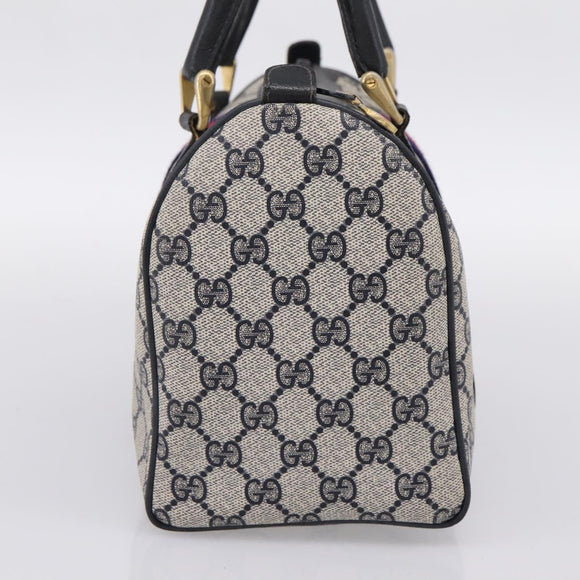 GUCCI GG Supreme Sherry Line Clutch Bag PVC Navy Gold 010 378 Auth 197885