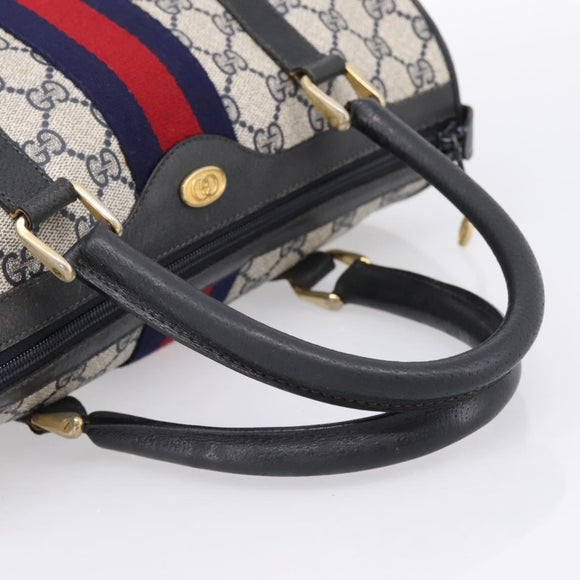 GUCCI GG Supreme Sherry Line Clutch Bag PVC Navy Gold 010 378 Auth 197885