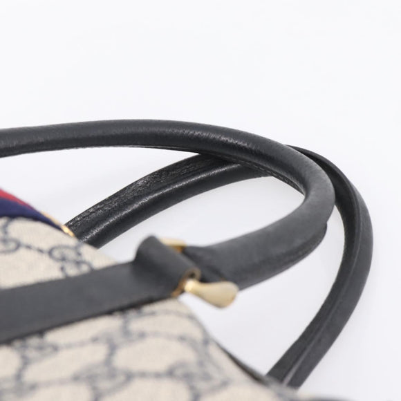 GUCCI GG Supreme Sherry Line Clutch Bag PVC Navy Gold 010 378 Auth 197885