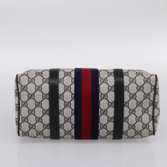 GUCCI GG Supreme Sherry Line Clutch Bag PVC Navy Gold 010 378 Auth 197885